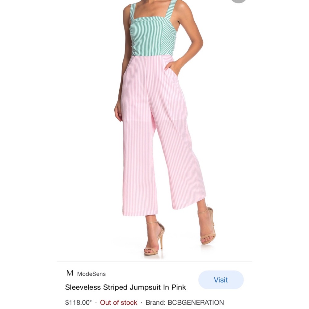 BCBG striped sleeveless jumpsuit. Pink & green 😍